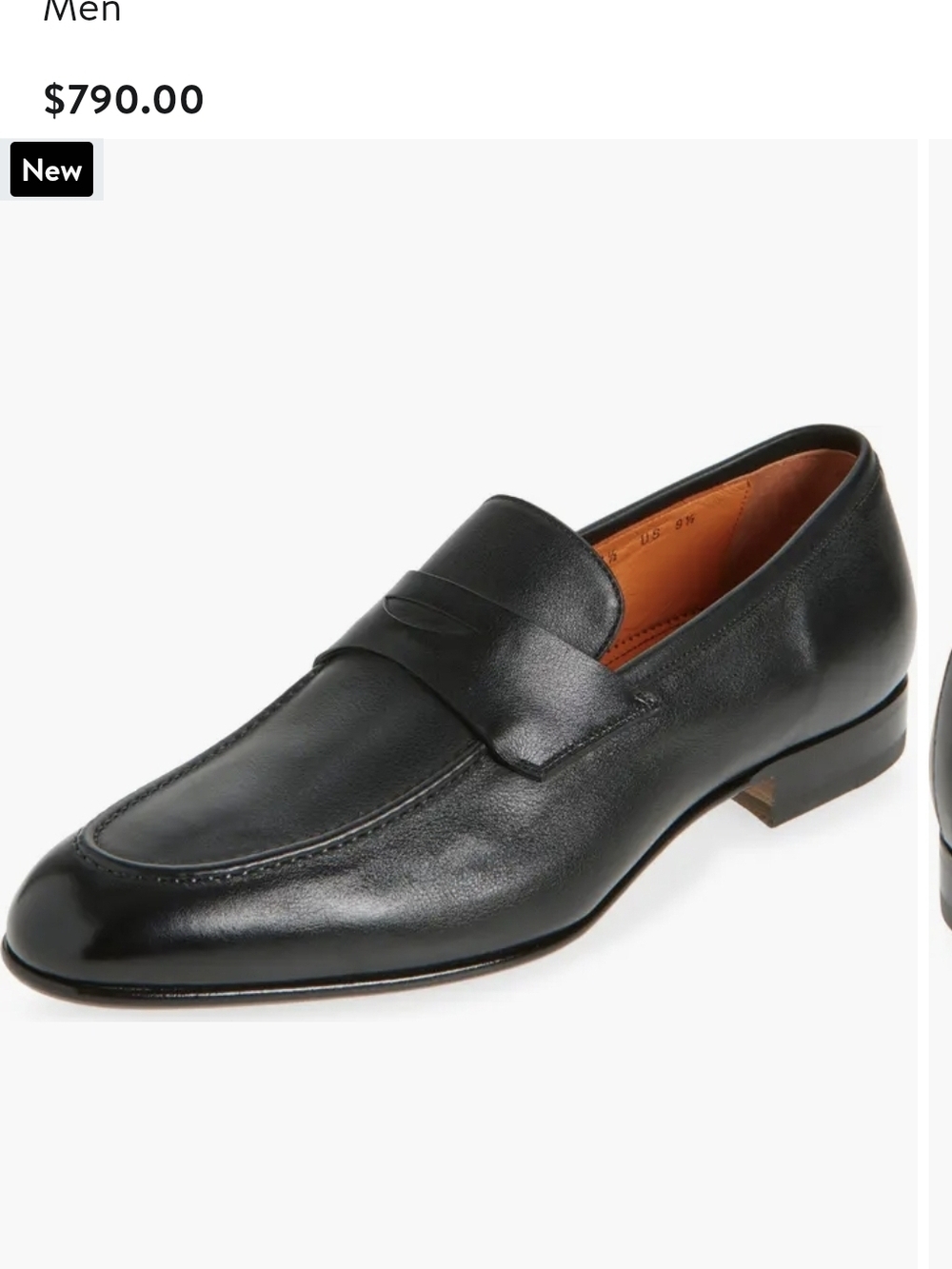 Santoni Black Leather Penny Loafers with Orange Lining